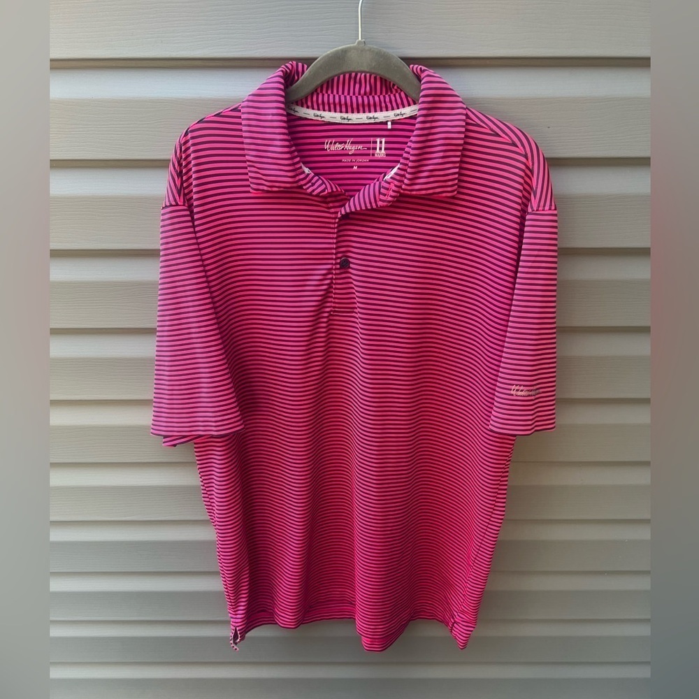 Walter Hagen Vibrant Pink and Black Striped Polo